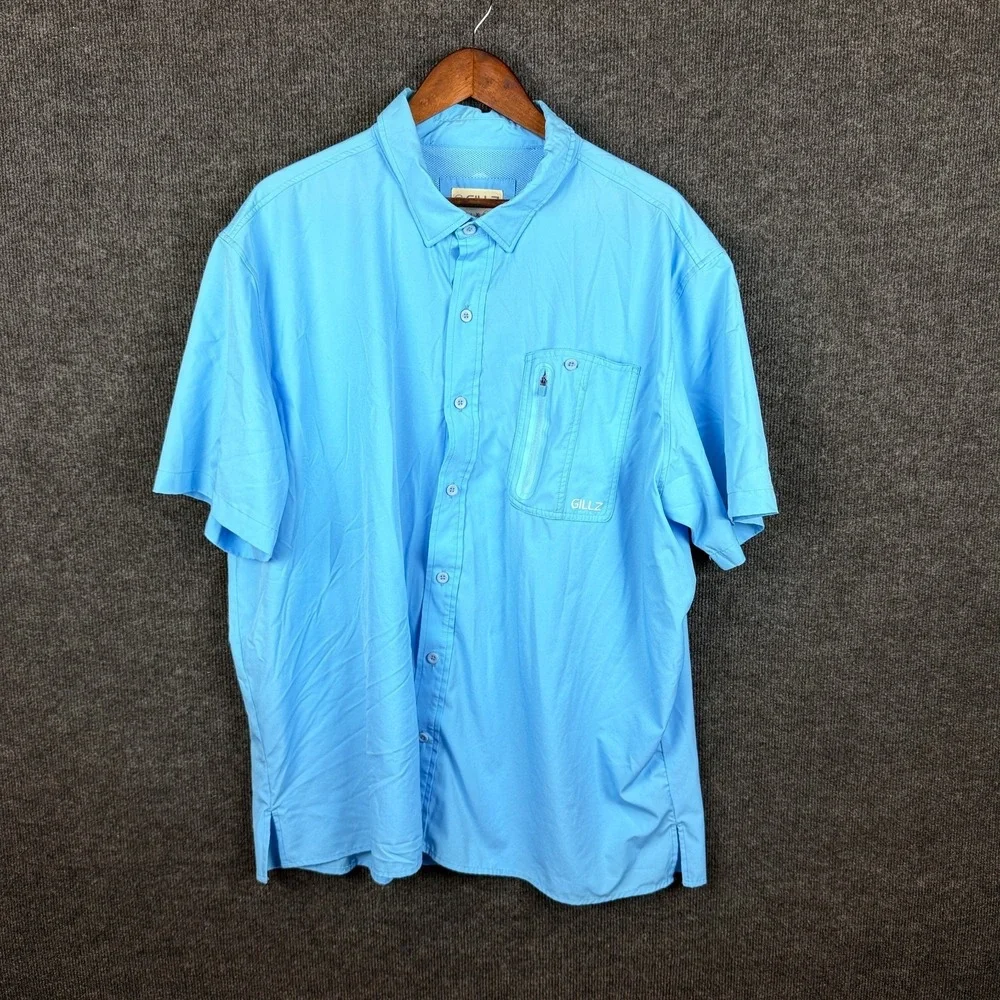 Gillz Performance Fishing Shirt Vented Short Sleeve Blue 2XL